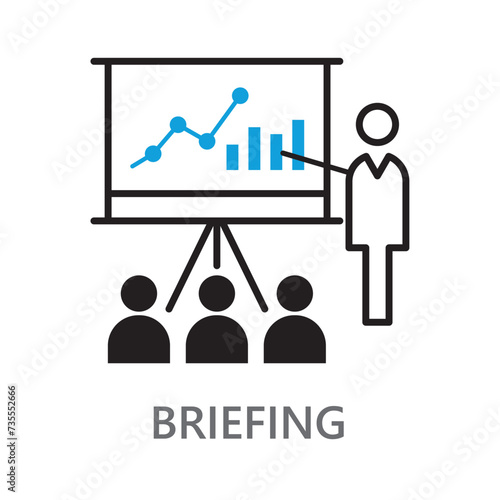 briefing icon. Line vector icon on white background. Editable linear style stroke. 