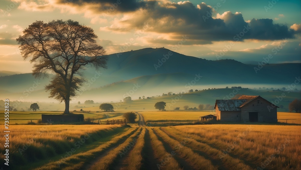 Fototapeta premium Countryside life from unique perspective