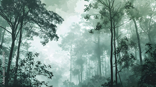 illustration with the drawing of a Dense Forest