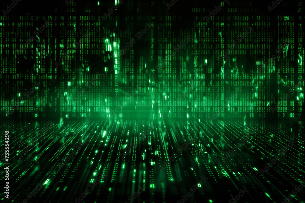 Dynamic Digital Data Stream - Abstract Green Computer Background Dynamic Digital Data Stream - Abstract Green Computer Background