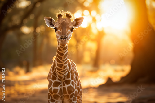 Baby Giraffe in Golden Sunset © Dmitry Rukhlenko