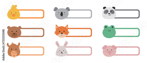 kids animal vector illustration nametag