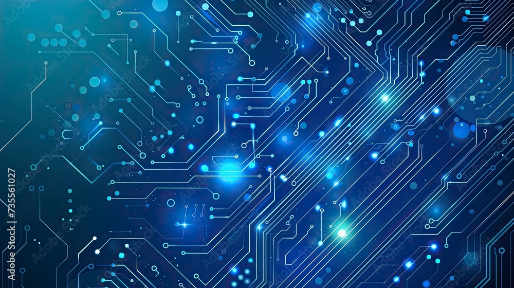Cybersecurity and information technology. Blue, green background with digital integrated network technology. Printed circuit board. Technology background. 3D illustration, Bright color - generative ai Cybersecurity and information technology. Blue, green background with digital integrated network technology. Printed circuit board. Technology background. 3D illustration, Bright color - generative ai