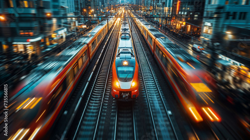 abstract blurred image of trains in the middle of the big city © Christian Müller