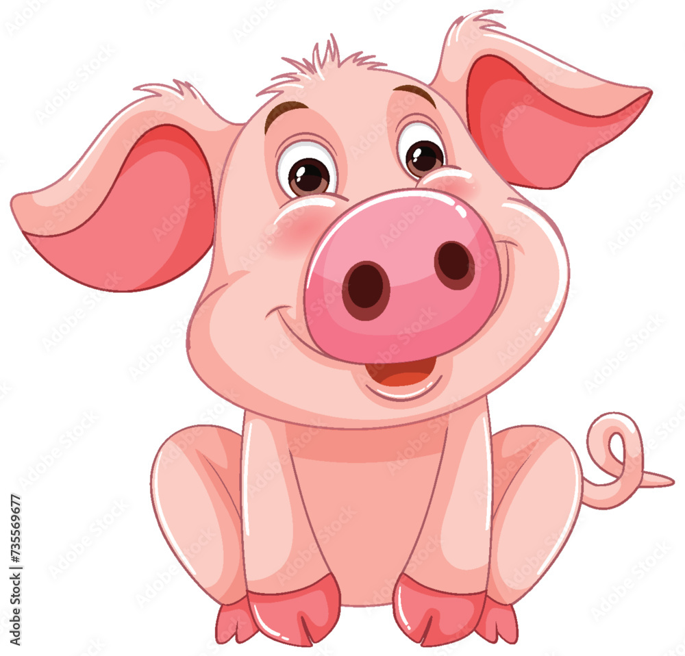Adorable pink piglet illustration with a joyful expression