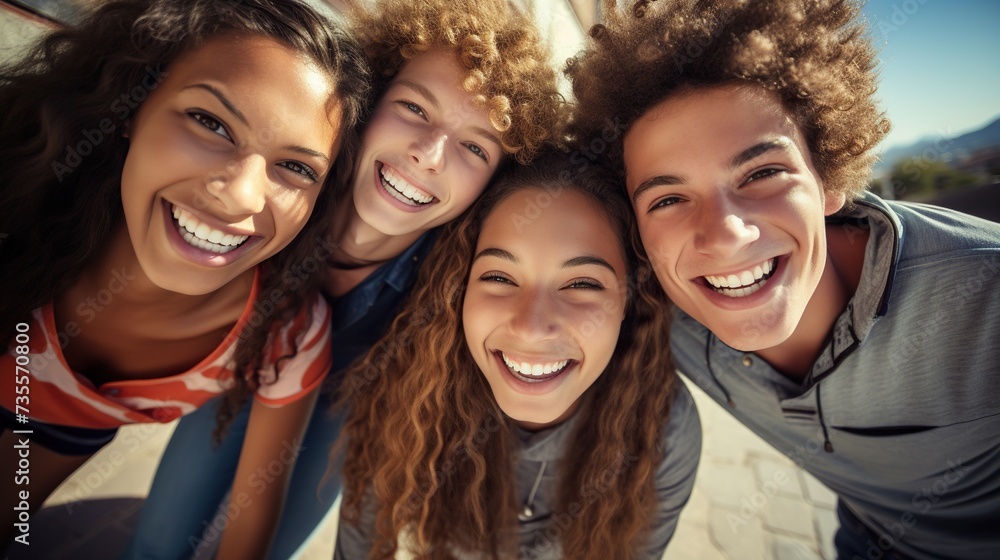 Group selfie of young friends having fun together Group selfie of young friends having fun together