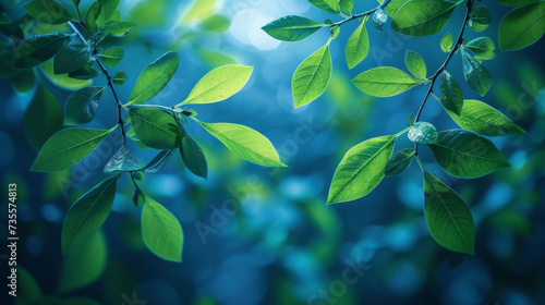 Closeup of slender branches adorned with vibrant green leaves their graceful movements captivating to the eye.