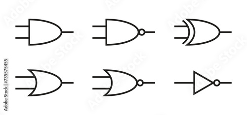 logic gates, digital electronics symbol. vector illustration on transparent background.