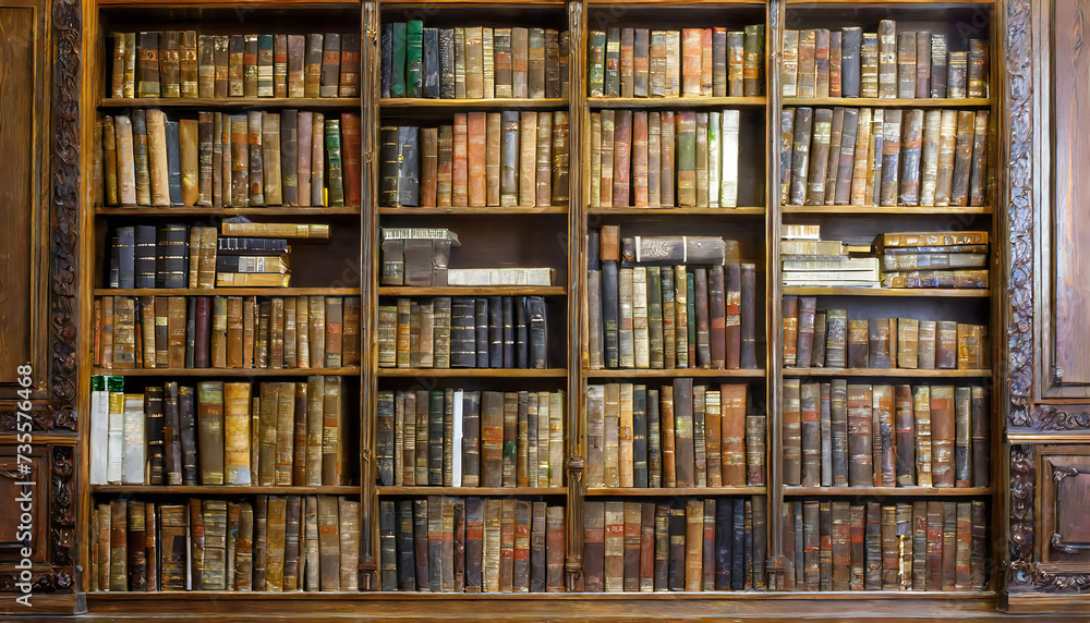 Big bookshelf background. Image material with many books lined up. Big bookshelf background. Image material with many books lined up.