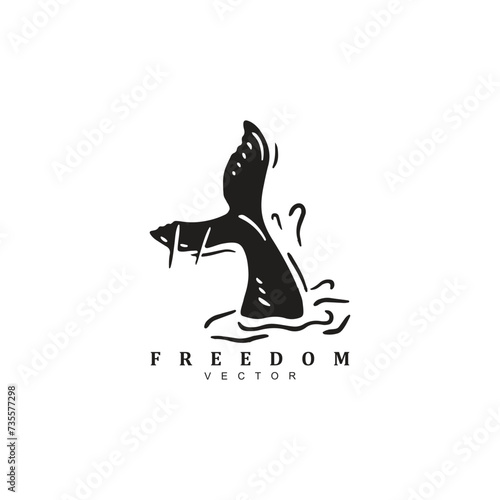 Premium orca whale tale logo design vector for your brand or business