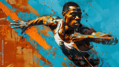 情熱と動きを表現したオリンピックの精神を感じさせるアート