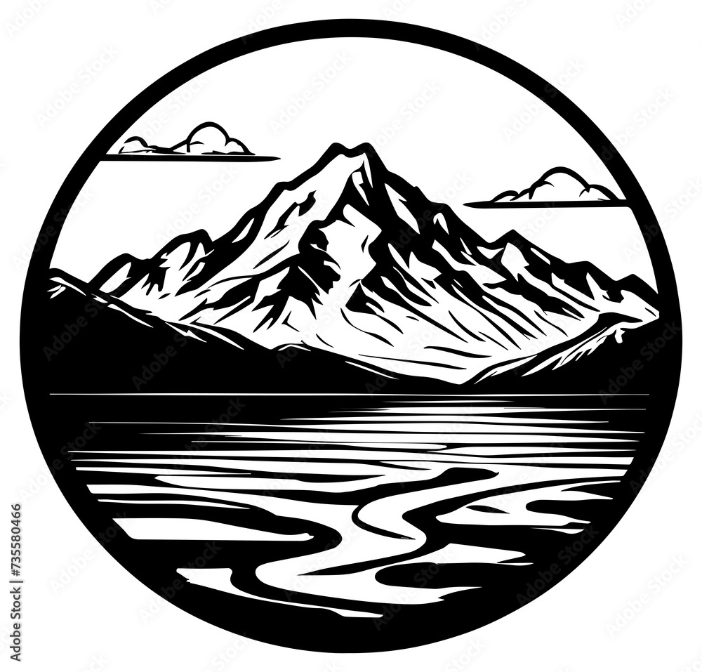 Mountain Lake Illustration