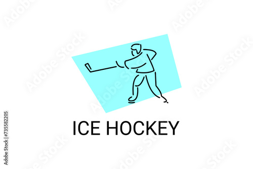 Canvas Print ice hockey sport vector line icon