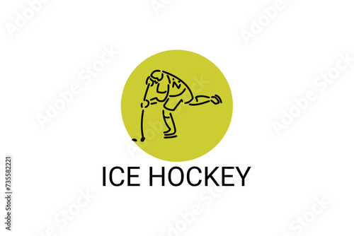 Canvas Print ice hockey sport vector line icon