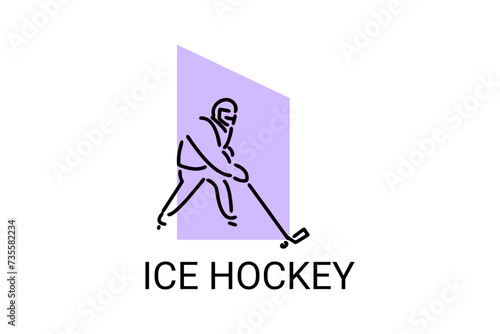 Photography ice hockey sport vector line icon