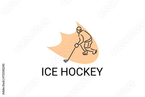 Photography ice hockey sport vector line icon