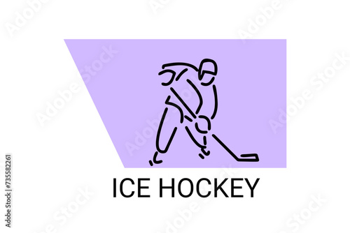 Photography ice hockey sport vector line icon