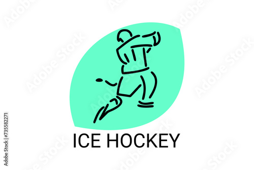 Photography ice hockey sport vector line icon