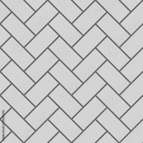 Herring bone cobblestone paving pattern, grey tile. Vector garden or park street or sidewalk flooring, pavement blocks or granite bricks top view