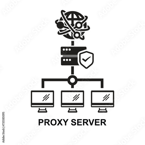 Proxy server icon isolated on background vector illustration.