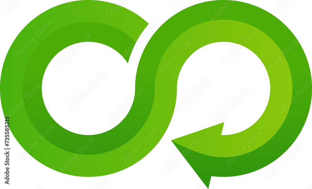 Green infinity logo icon, sustainable symbol Green infinity logo icon, sustainable symbol
