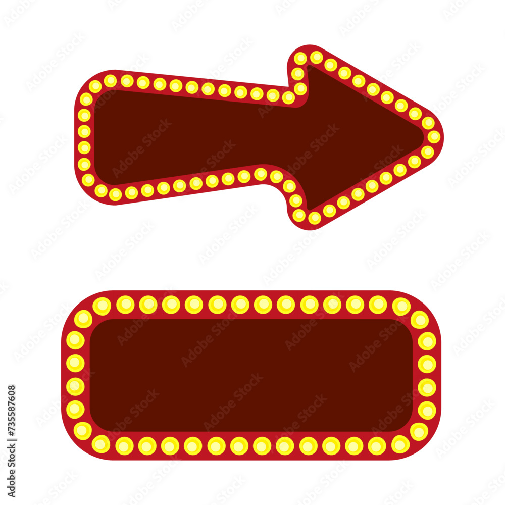 Obraz premium Set different shape retro bulb frame. Banner space for advertisement. Lightbox billboard. Vector illustration. EPS 10.