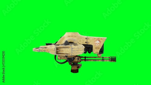 Konstfotografi Flying military, war droid, bot with gun