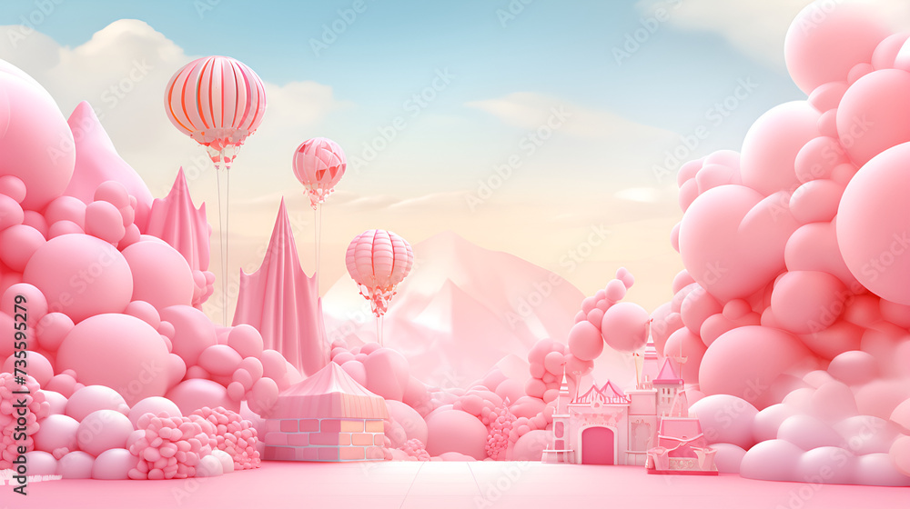 pink balloons flying in sky Valentine's Day Background pink balloons flying in sky Valentine's Day Background