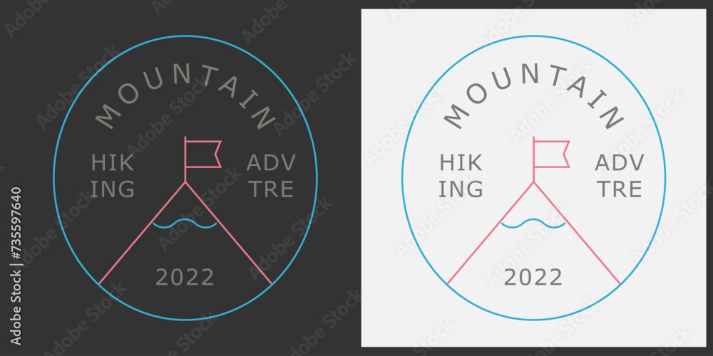 Naklejka premium Trailblazing Thrills: Thrilling Mountain Hiking Logo Adventure.