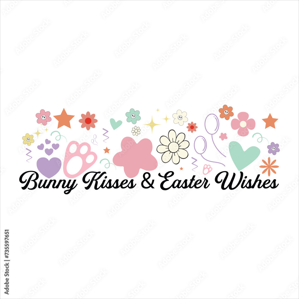 BUNNY KISSES & EASTER WISHES EASTER DAY T-SHIRT DESIGN , BUNNY KISSES & EASTER WISHES EASTER DAY T-SHIRT DESIGN ,