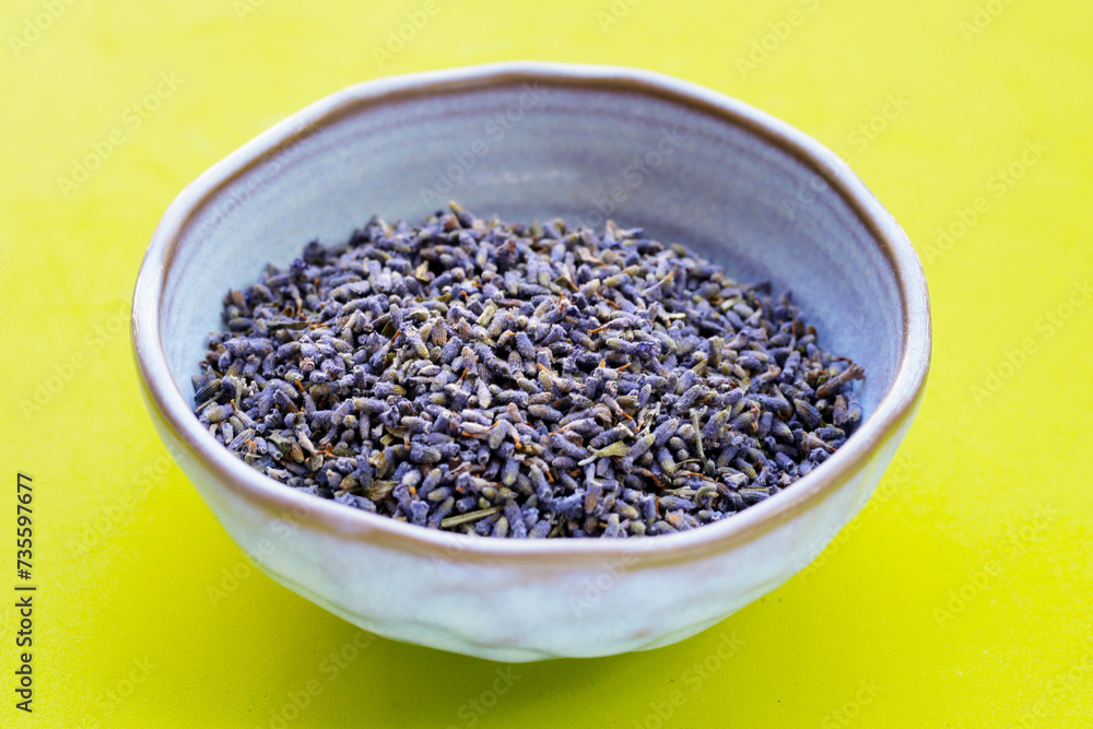 Dried lavender buds for brewing a herbal tea Dried lavender buds for brewing a herbal tea