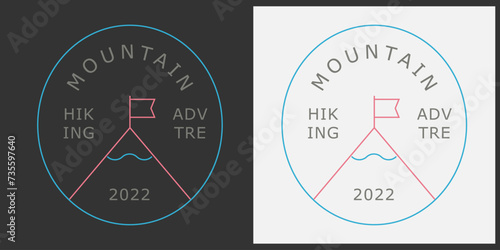 Trailblazing Thrills: Thrilling Mountain Hiking Logo Adventure.