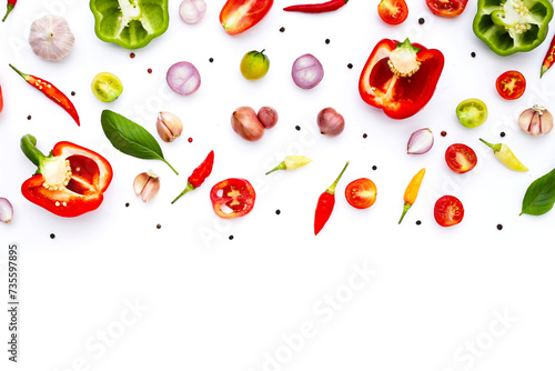 Wallpaper Mural Various fresh vegetables and herbs on white background. Torontodigital.ca