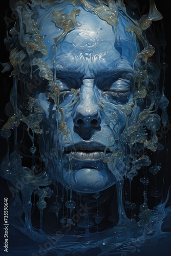 female face in slime