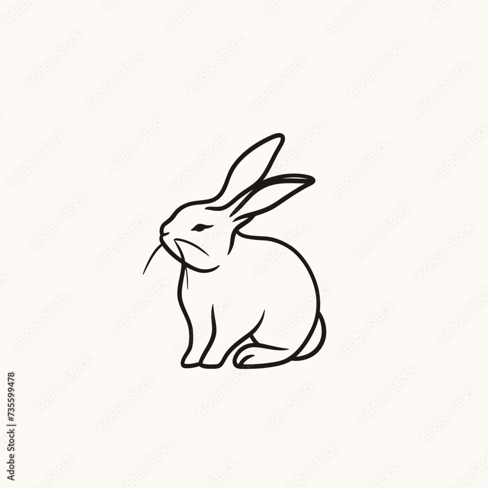 Obraz premium Vector line art rabbit