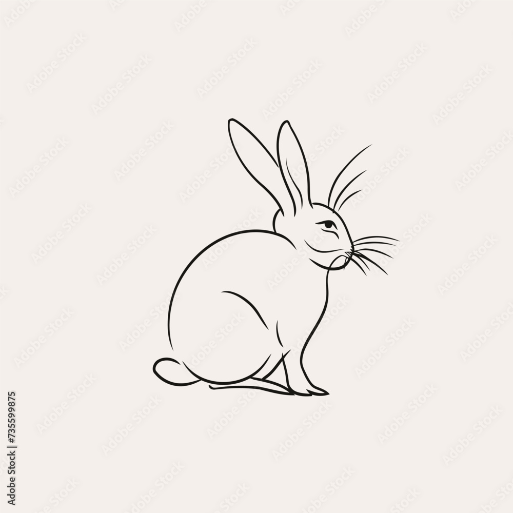 Obraz premium Vector line art rabbit