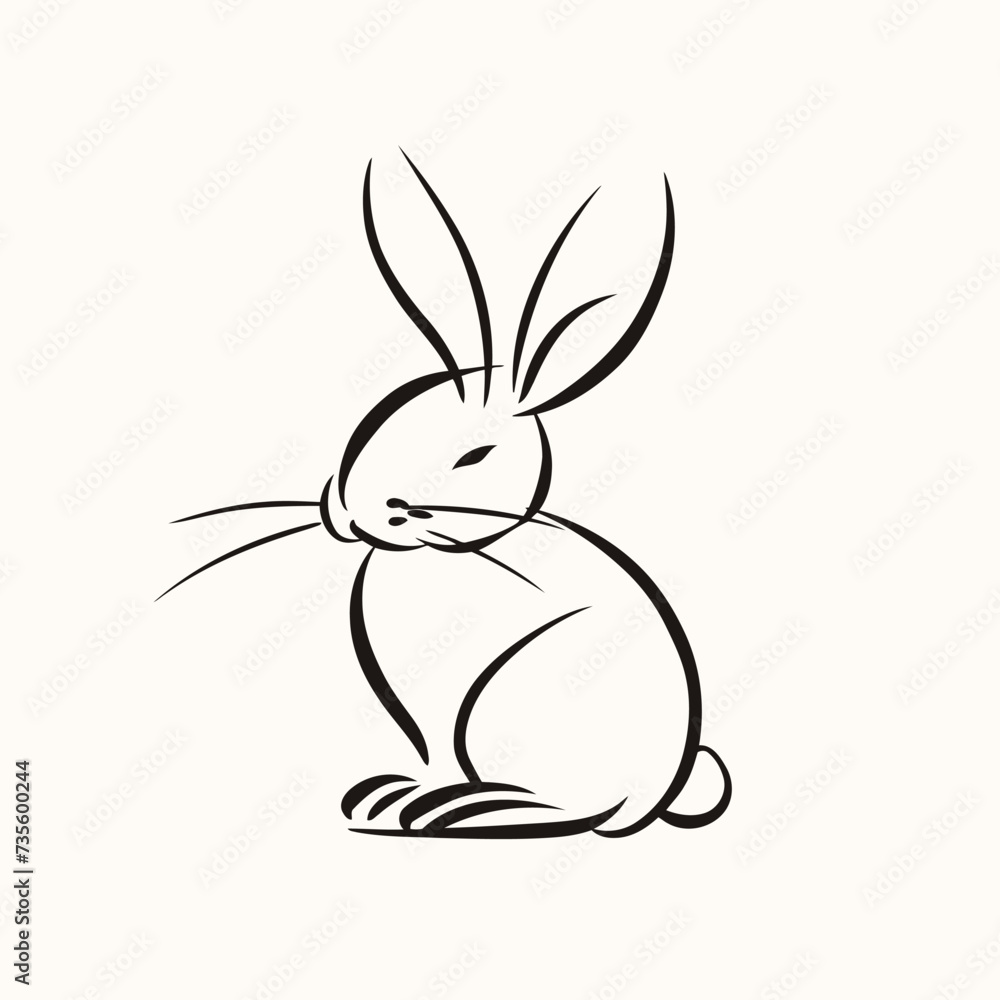 Obraz premium Vector line art rabbit