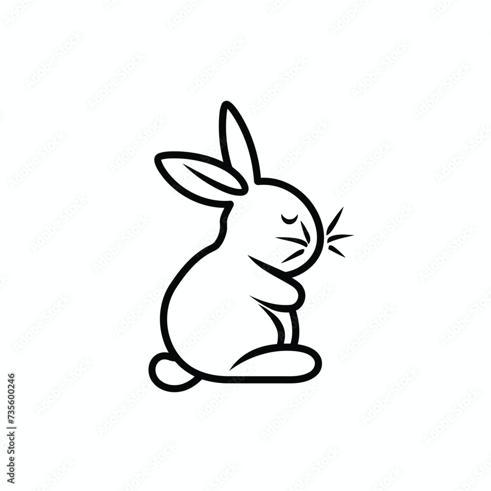 Obraz premium Vector line art rabbit