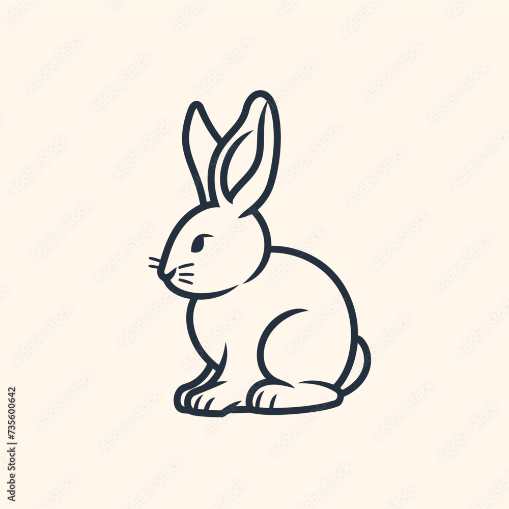 Obraz premium Vector line art rabbit