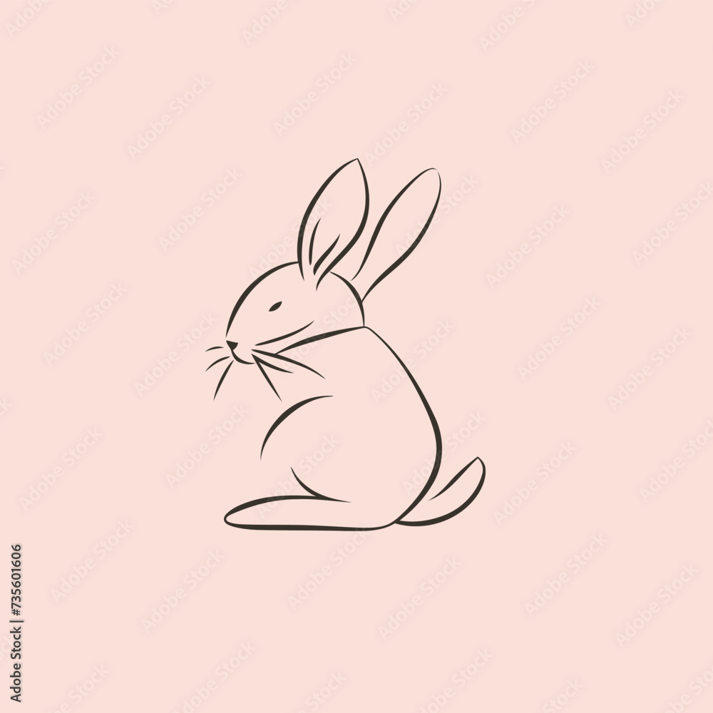 Obraz premium Vector silhouette rabbit symbol logo