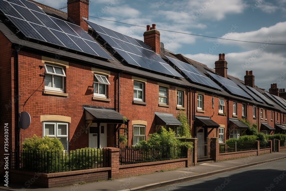 housing ideas with solar panels on the roof of the house. with a renewable solar cell system. ecology and green energy, green city, save protection world concept