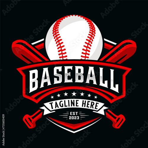 Baseball badge logo. design badges, banners, emblems, labels, emblems, t-shirt screens and printing. Baseball logo template