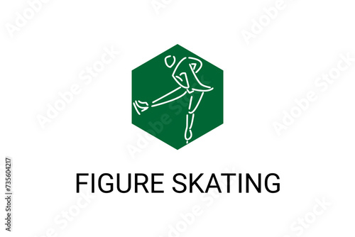 Figure skating vector line icon. dance, practice Figure skating. sport dance pictogram illustration.