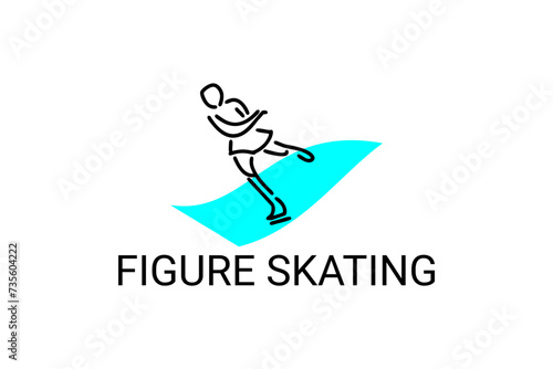 Figure skating vector line icon. dance, practice Figure skating. sport dance pictogram illustration.