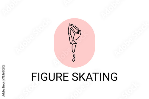 Figure skating vector line icon. dance, practice Figure skating. sport dance pictogram illustration.