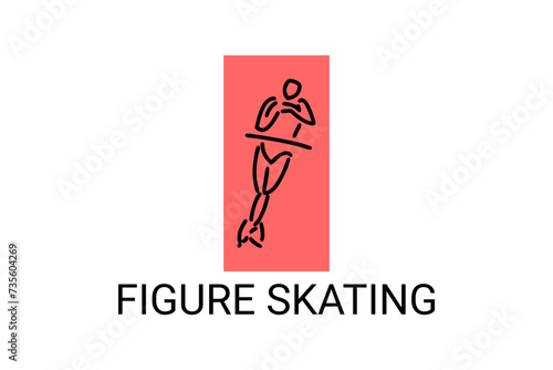 Figure skating vector line icon. dance  practice Figure skating. sport dance pictogram illustration.