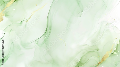 Elegant fluid green and gold marble ink texture design for luxurious wedding card, women's day background