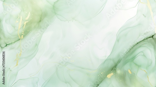 Elegant fluid green and gold marble ink texture design for luxurious wedding card, women's day background