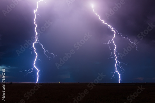 lightning strikes in a thunderstorm