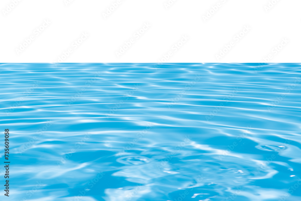 Naklejka premium Water surface. Bluewater waves on the surface ripples blurred. Defocus blurred transparent blue colored clear calm water surface texture with splash and bubbles. Water waves with shining pattern.